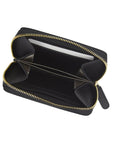 Small leather zip around coin purse, black, inside