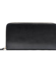 Tall leather zip around accordion purse, black