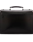 Black Vintage Leather Wall Street Briefcase With Silver Brass Lock