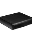 Large leather accessory box, black with cobalt, front