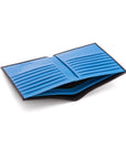 3/4 height leather wallet 14 CC, black with cobalt, inside
