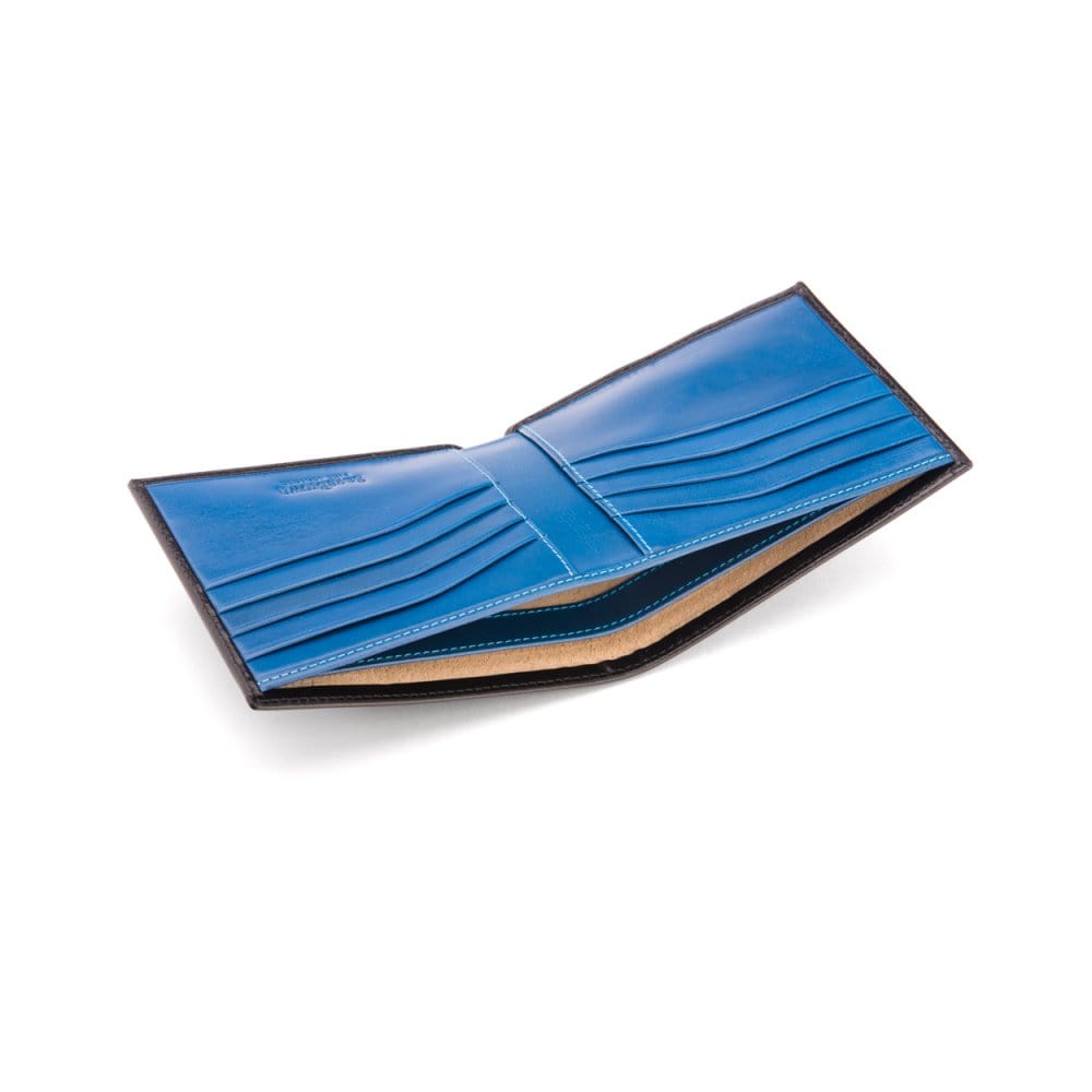 Black With Cobalt Compact Leather Billfold Wallet With RFID Protection