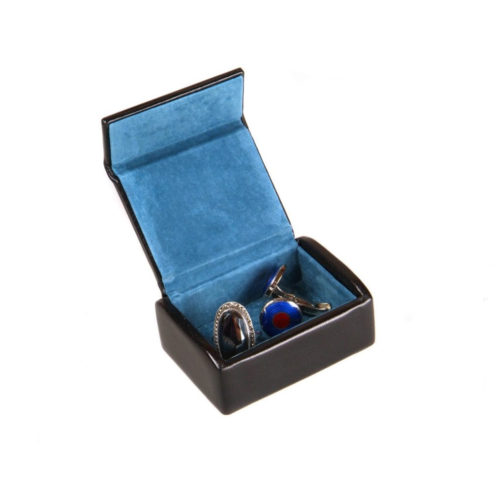 Mini leather accessory box, black, inside