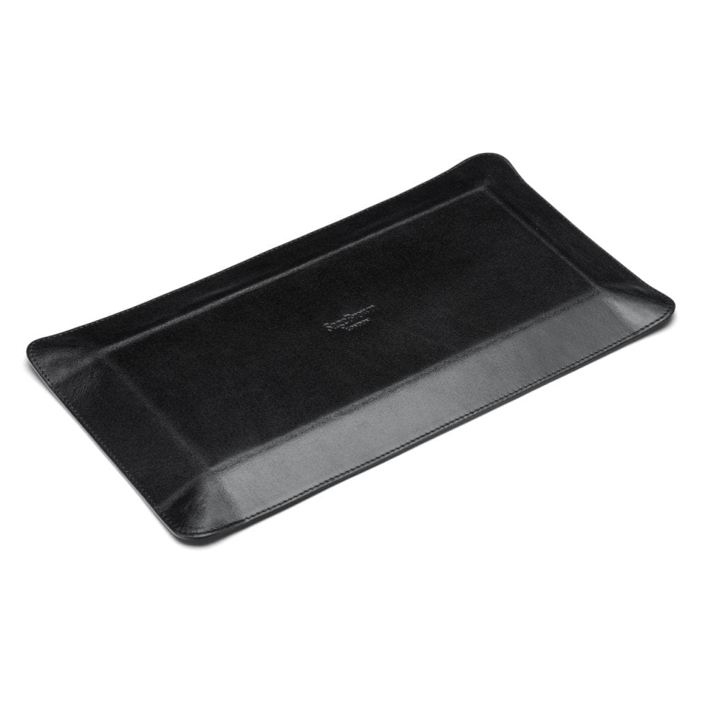 Rectangular valet tray, black with cobalt, flat base