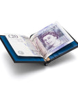 Black With Cobalt Compact Leather Money Clip Wallet