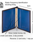Clip wallet for men, black with cobalt, features