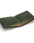 Soft leather wallet with RFID blocking, black with green, inside