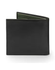 Soft leather wallet with RFID blocking, black with green, back