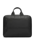 15" leather laptop briefcase, black, front, back view