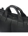 Leather 13" laptop briefcase, black, zip closure