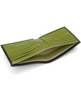 Black With Lime Compact Leather Billfold Wallet With RFID Protection