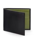 Black With Lime Compact Leather Billfold Wallet With RFID Protection