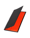 Black With Orange Textured Slim Leather Tall Top Pocket Wallet With 12 CC