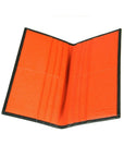 Black With Orange Textured Slim Leather Tall Top Pocket Wallet With 12 CC