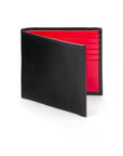 Men's bridle hide wallet, black with red, front