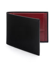 Leather coin wallet, black with red, front