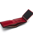 Leather coin wallet, black with red, interior