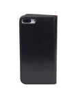 Leather iPhone 7 Plus and 8 Plus wallet case, black with red, back