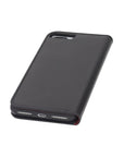 Leather iPhone 7 Plus and 8 Plus wallet case, black with red bottom