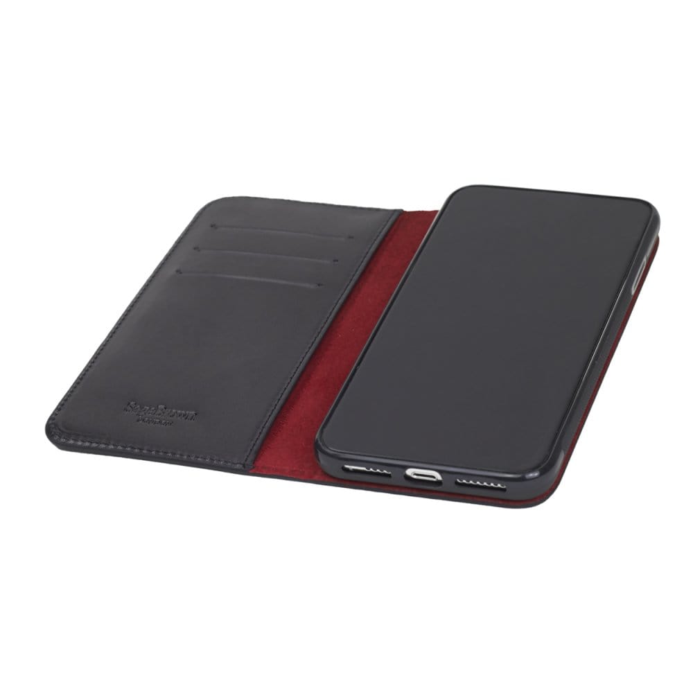iPhone XS Max wallet case, black with red, inside