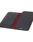 iPhone XS Max wallet case, black with red, inside