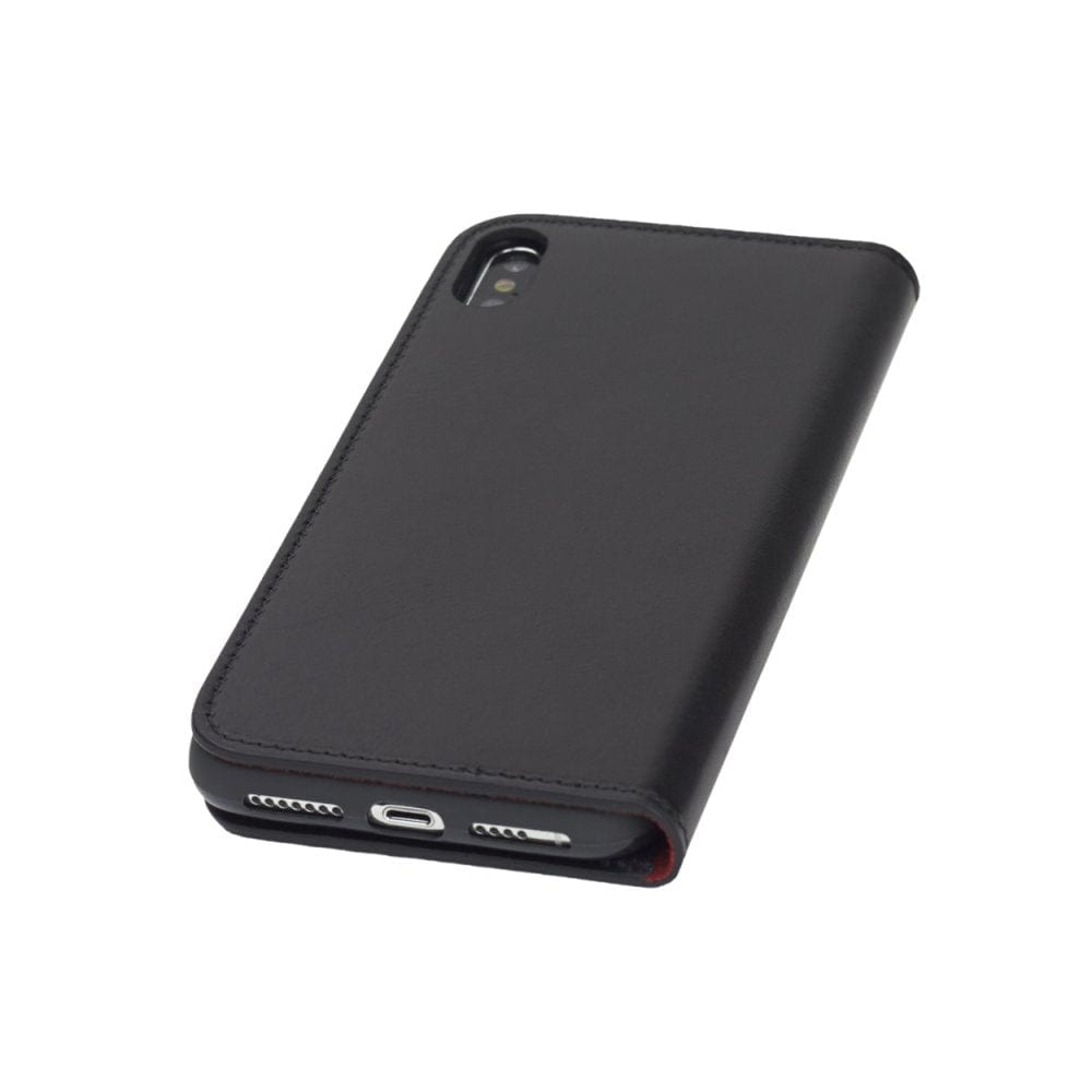 iPhone XS Max wallet case, black with red, base