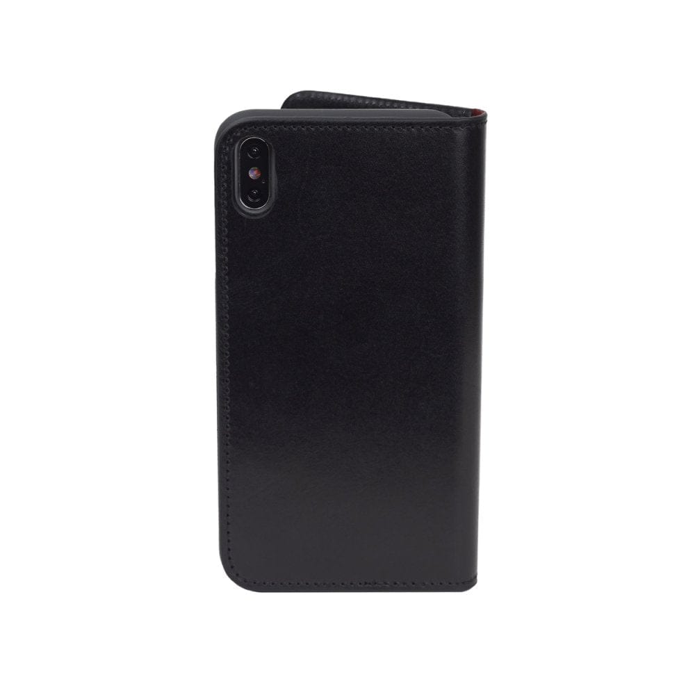 iPhone XS Max wallet case, black with red, back