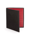 3/4 height leather wallet 14 CC, black with red, front