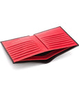 3/4 height leather wallet 14 CC, black with red, inside
