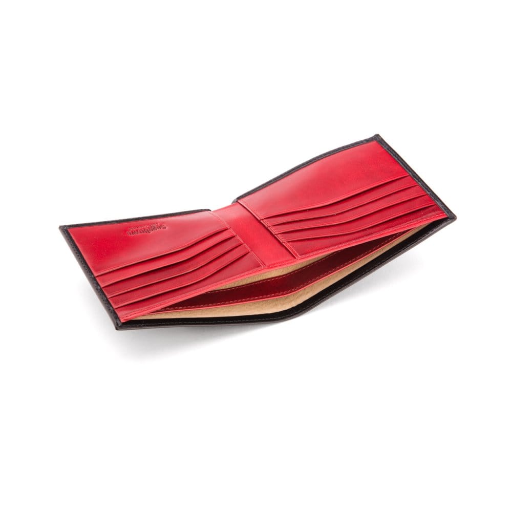 RFID leather wallet for men, black with red, inside