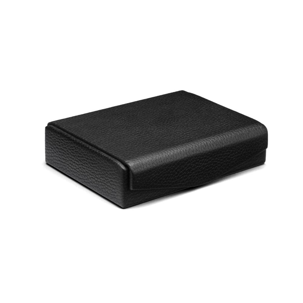 Luxury leather jewellery box, black, front
