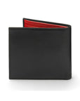 Soft leather wallet with RFID blocking, black with red, back