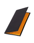 Black With Yellow Textured Slim Leather Tall Top Pocket Wallet With 12 CC