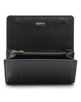 Black Woven Leather Concertina Tall Purse