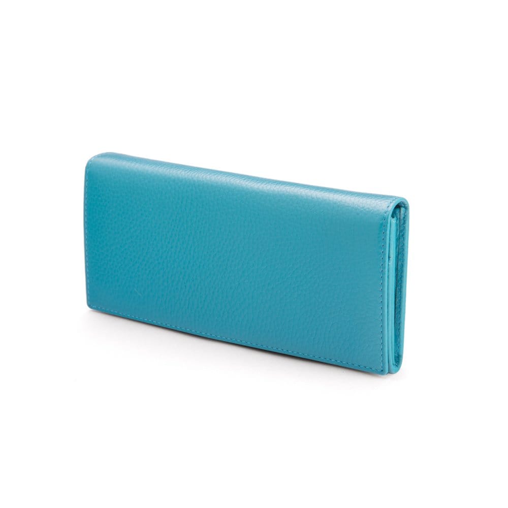 Leather Mayfair concertina purse, blue, front