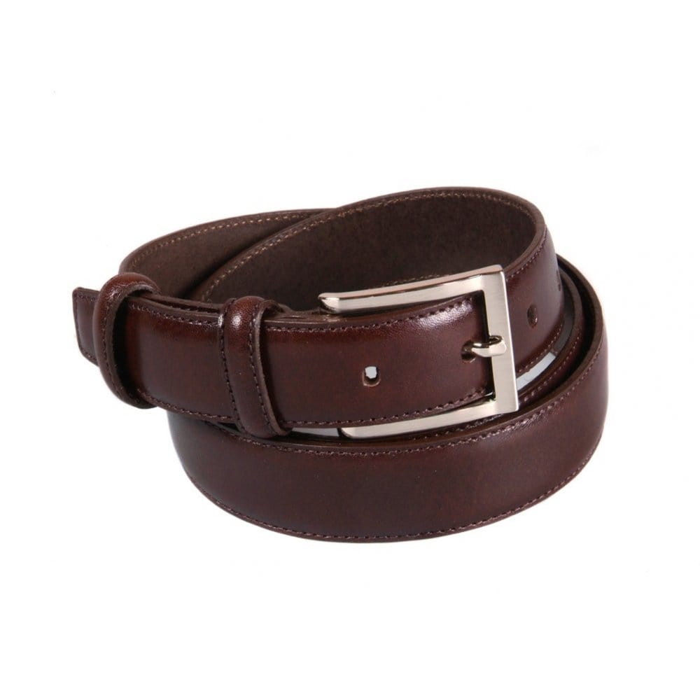 Men's leather skinny belt, brown