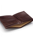 3/4 length tall bifold wallet with 6 CC, brown, inside