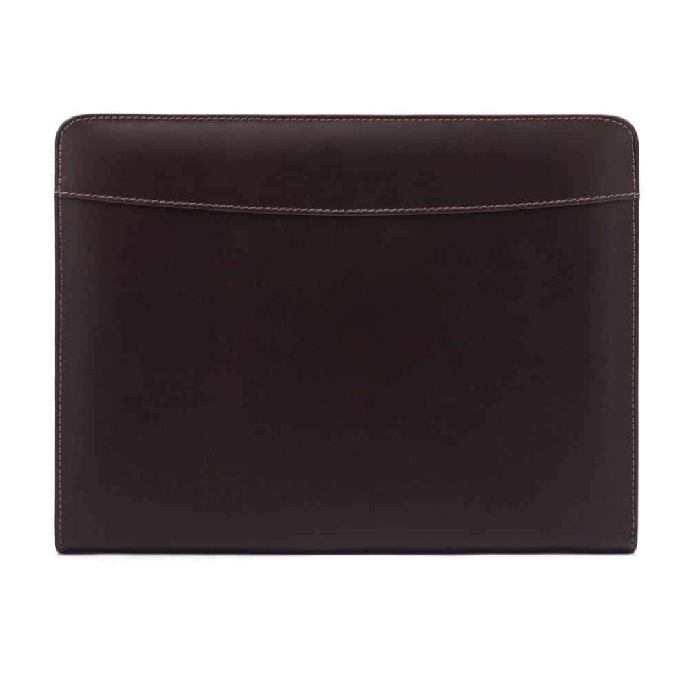 A4 leather notepad folder, brown, front