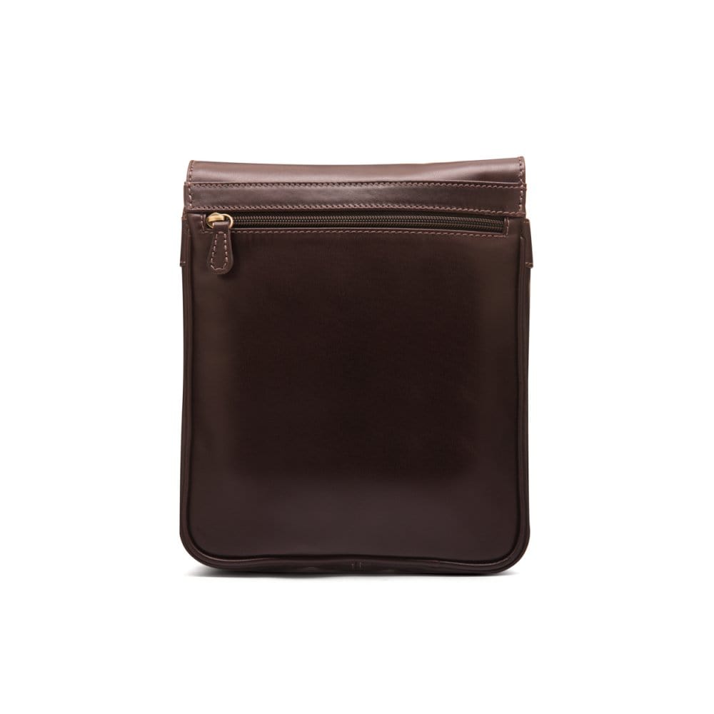 Leather A4 messenger bag, brown, back