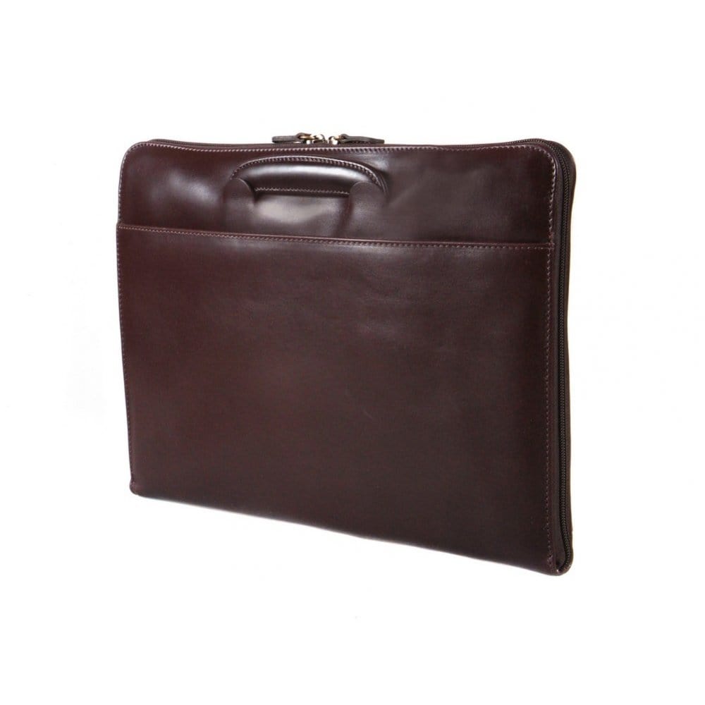 Leather Portfolio With Handles, Brown Folders SageBrown