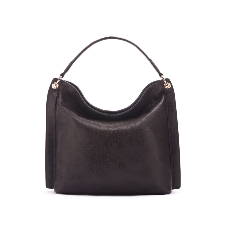 Carol Ann slouchy leather shoulder bag, brown, front