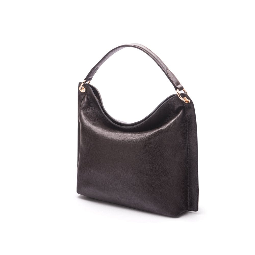Carol Ann slouchy leather shoulder bag, brown, side