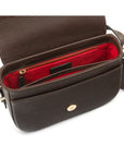 Leather saddle bag, brown, inside