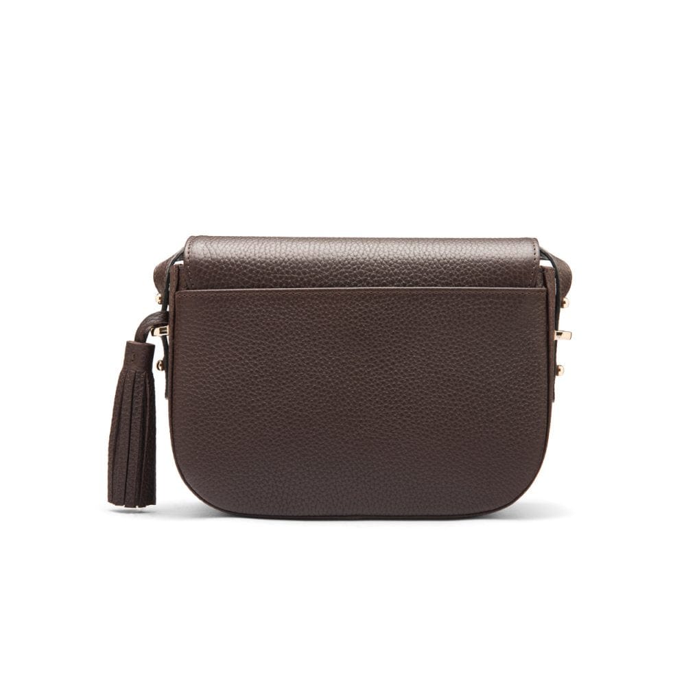 Leather saddle bag, brown, back