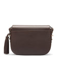 Leather saddle bag, brown, back