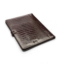 Leather conference folder, brown croc, back
