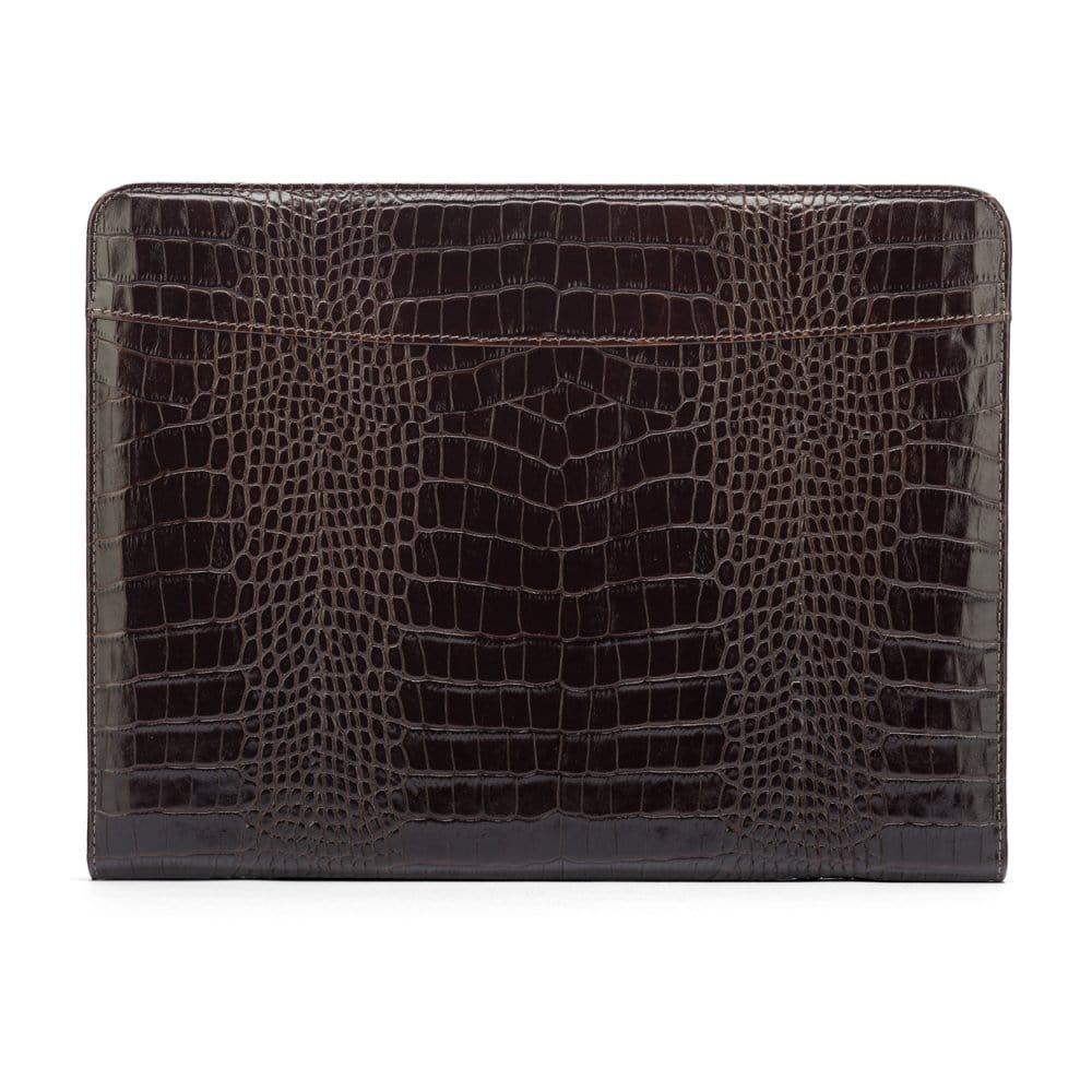 A4 leather notepad folder, brown croc, front