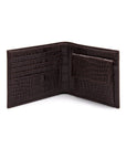 Leather wallet with coin purse, brown croc, open