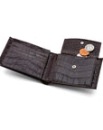 Leather coin wallet, brown croc, inside