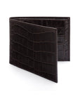 Leather coin wallet, brown croc, front